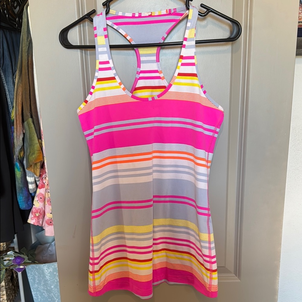 Lululemon pink/multi color Striped Women's Tank Top size S?